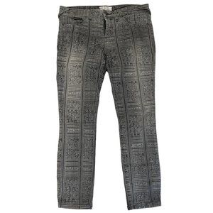 FREE PEOPLE geometric Aztec print GREY skinny jeans  PANTS WOMEN'S SIZE 29‎ | R1